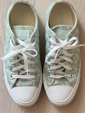 Converse All Star Women’s Mint Floral Low-Top Sneakers - US Size 7 EU 37.5